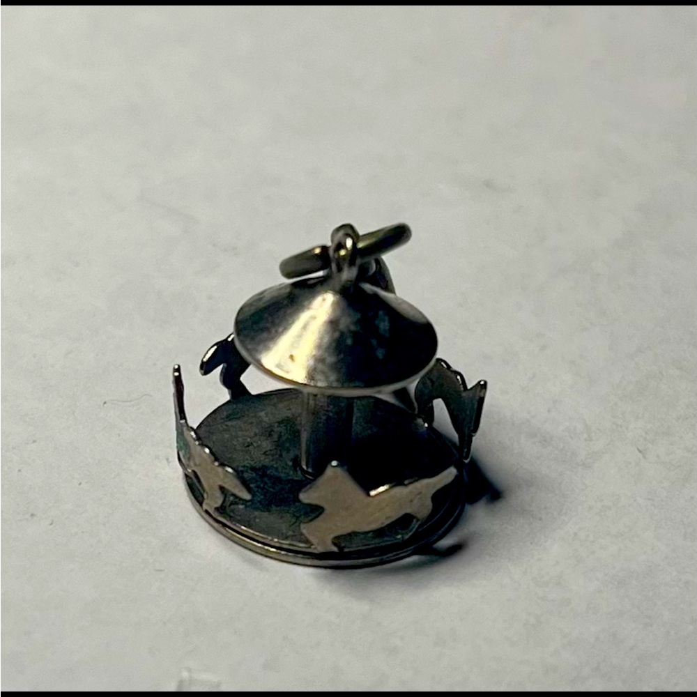Vintage Silver-toned Moveable Carousel Charm